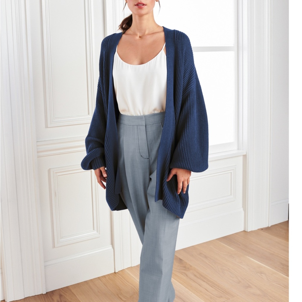 Quince Navy Ribbed Cardigan